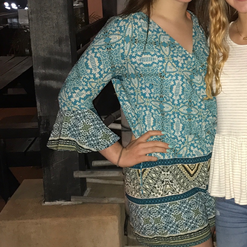 blue long sleeve romper